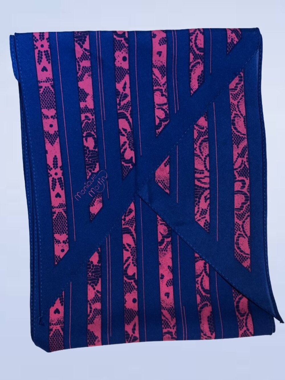 Vintage Monique Martin Long Rectangular Scarf, Retro Vertical Geometric Pattern